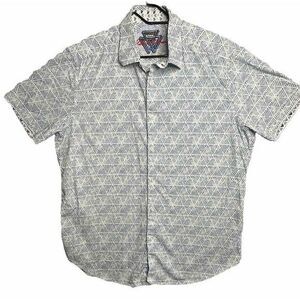 Robert Graham Mens L Geometric Ligth Blue Shirt Size Large